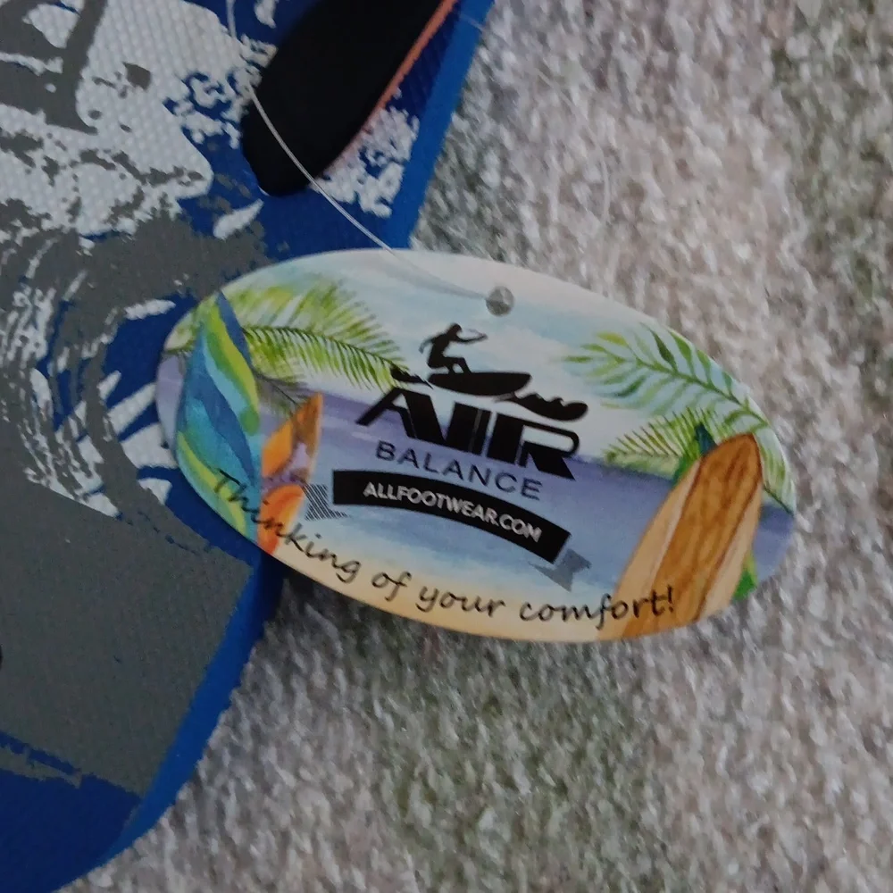 AIR BALANCE Men's Blue and Orange Flip Flops - 11